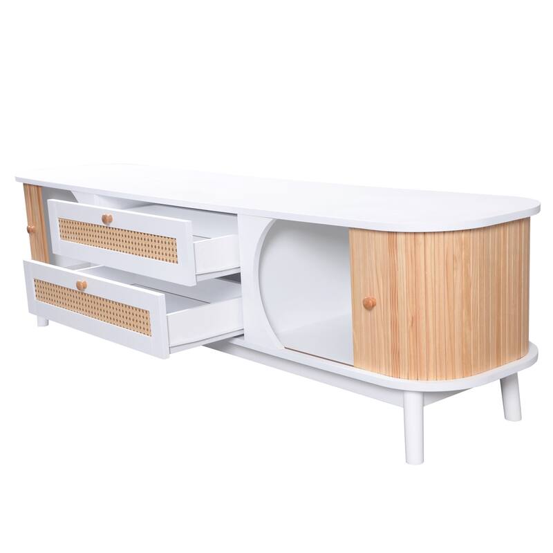 Rustic TV Cabinet for 75" TVs, Farmhouse Entertainment Center with Cable Management & Ample Storage