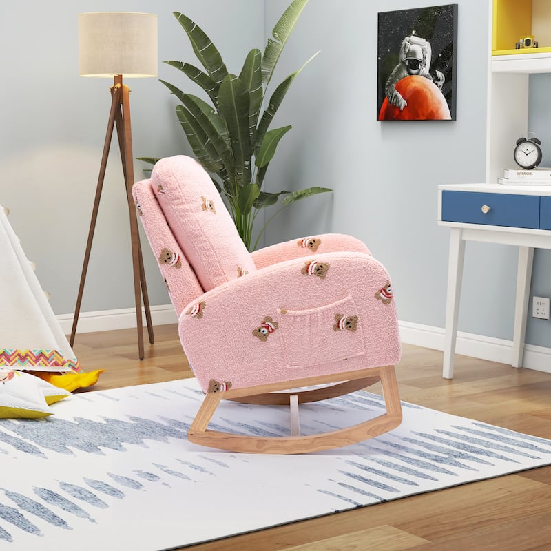 Nursery Rocking Chair High Back Accent Rocker for Living Room