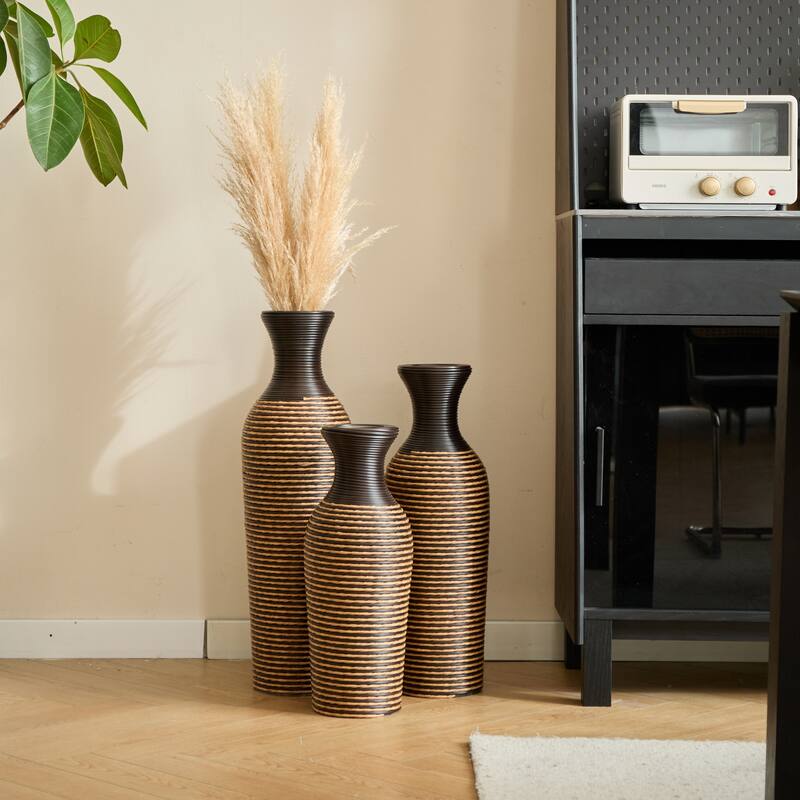 3-Piece Set Decorative Floor Vases, Floor Vases With High Independent Flower Racks, Artificial Vine Vases, Pvc Floor Vases