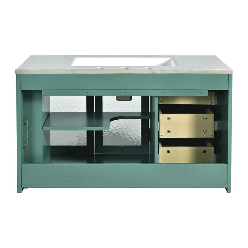 Bathroom Vanity with 36-inch Sink, Wood Modern Bathroom Storage Cabinet with 3 Drawers & 2 Soft Close Glass Doors