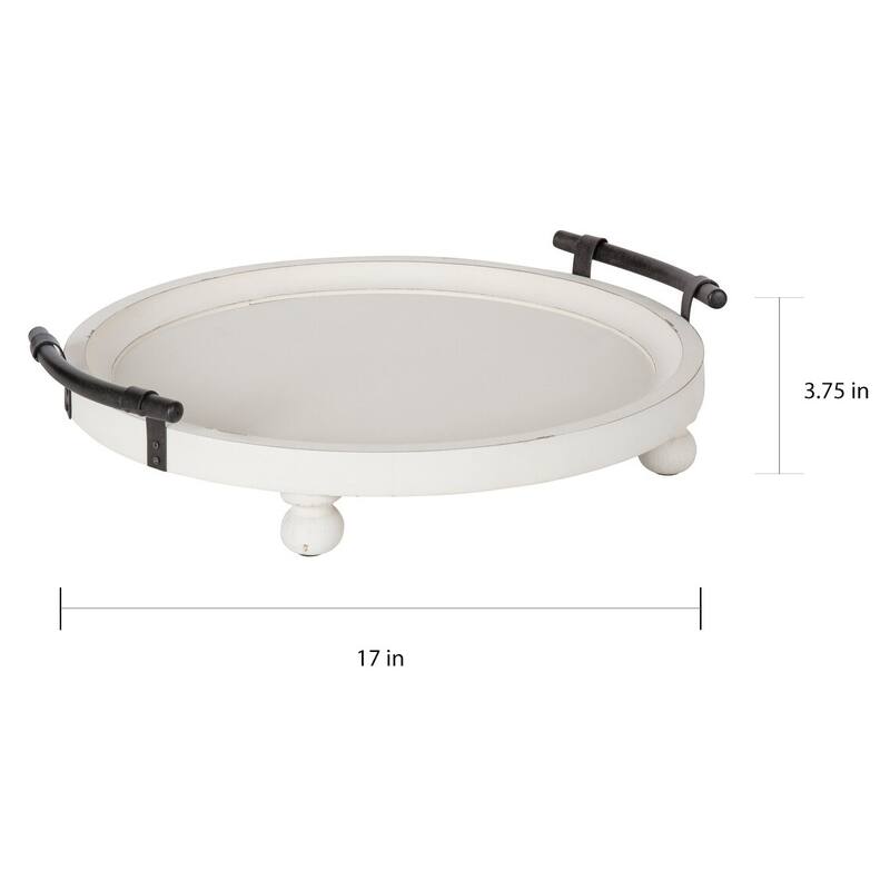 Kate and Laurel Bruillet Rustic Round Wooden Footed Serving Tray