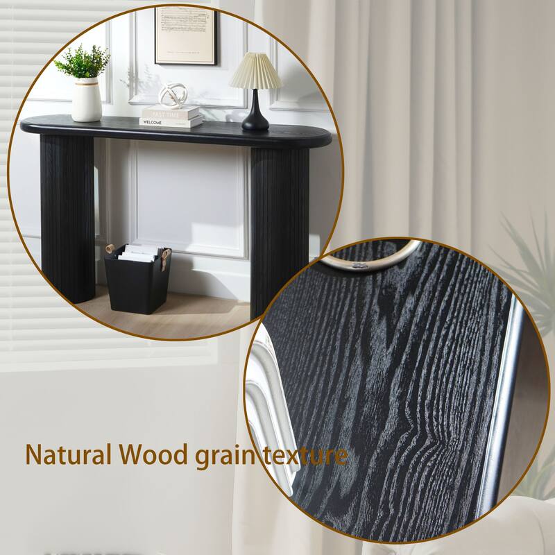 60" Wood Console Table with Ribbed Legs