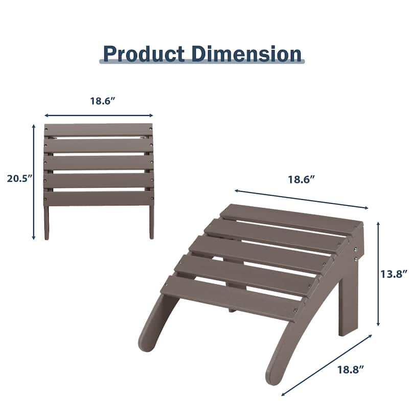 Aoodor Outdoor Adirondack Ottoman, HDPE Adirondack Chair Ottoman - 18"×20.5"