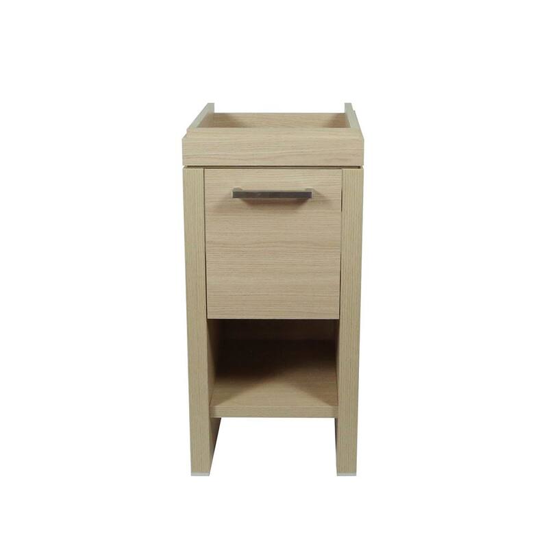 16" Single Sink Vanity In Neutral With White Ceramic Top