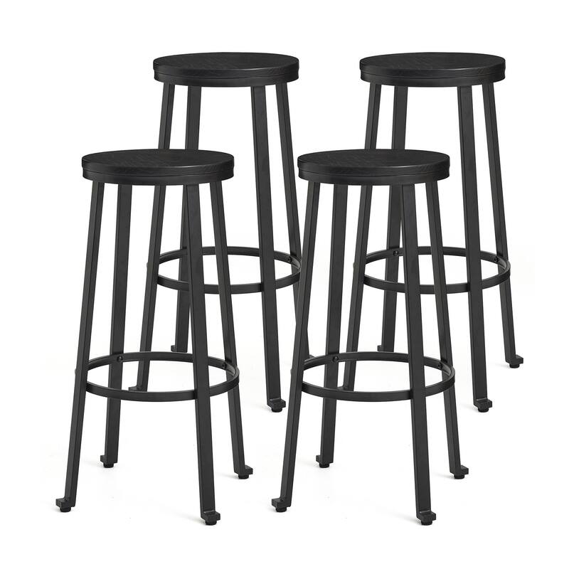 Glitzhome Industrial Rustic High Bar Stools with Wood Seat