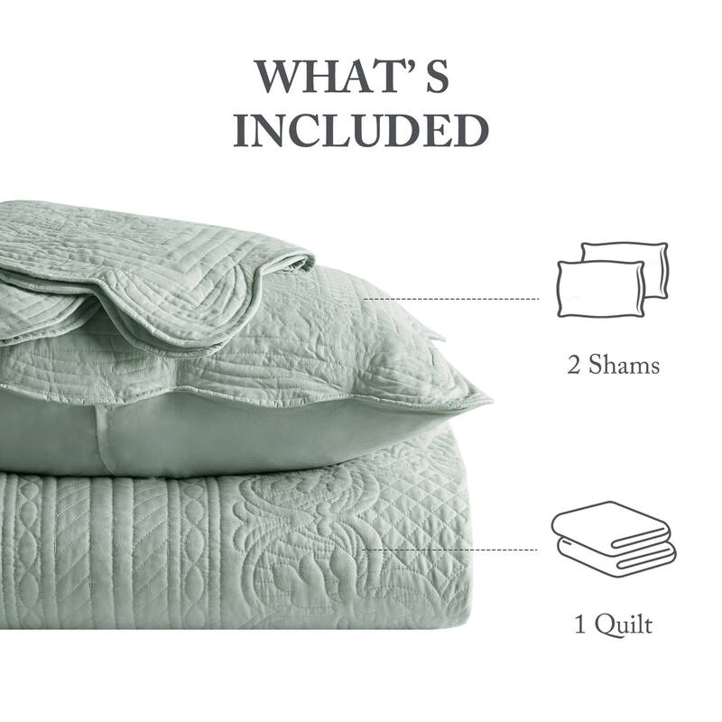 Madison Park Marino 3 Piece Reversible Scalloped Edge Quilt Set