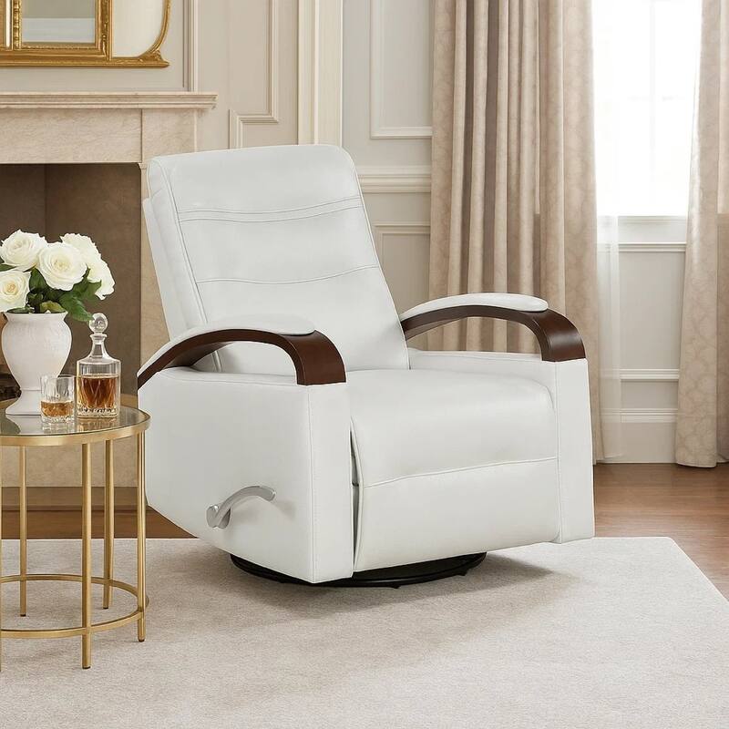 Gex Swivel Glider Manual Reclining Chair, Smoke Gray Faux Leather