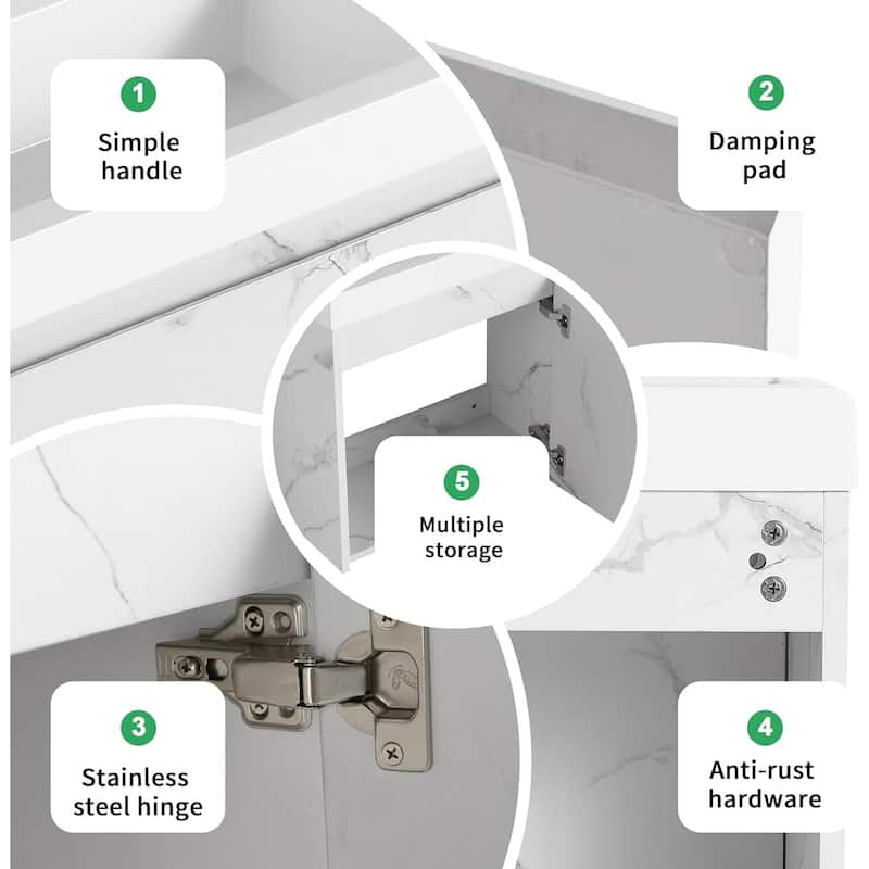 BNK 20"/24"/30" Single Sink Bathroom Vanity with Soft Close Door or Right Side Shelves, Modern Floating Vanity
