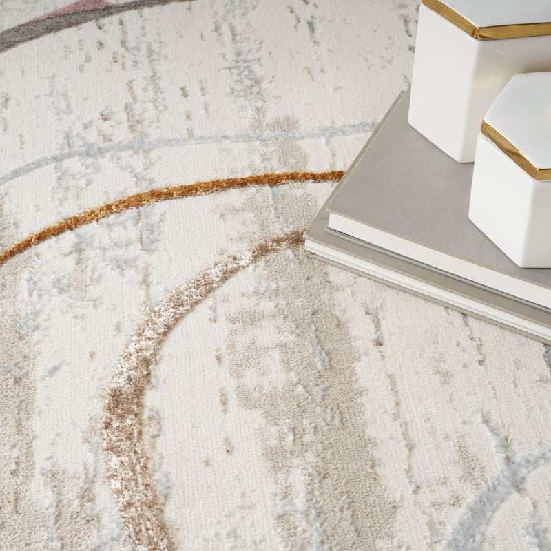 Nourison Glam Indoor Cream/Ivory Abstract Area Rug