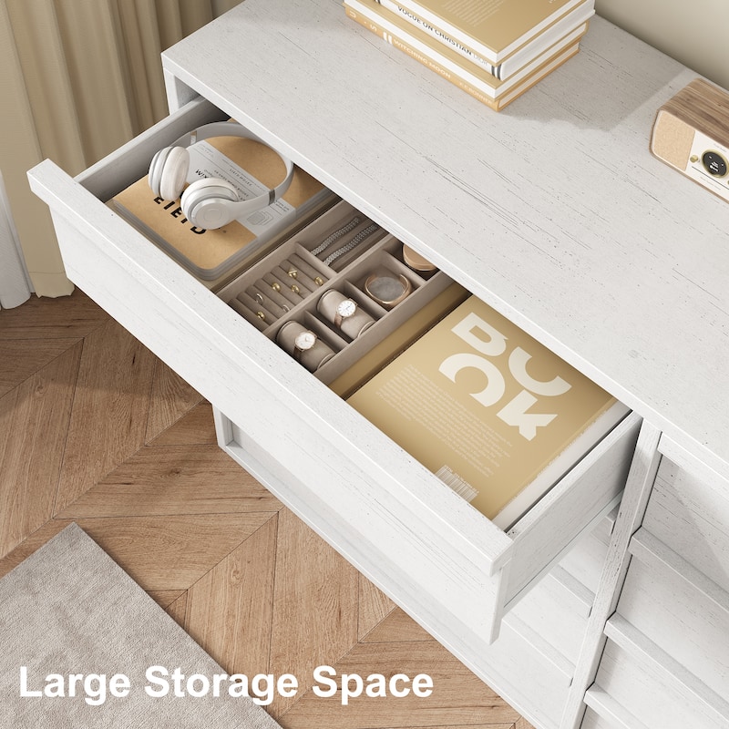 Drawer Dresser for Bedroom, Wide Antique Chest of Drawers with Large Storage, Wooden Dresser Organizer