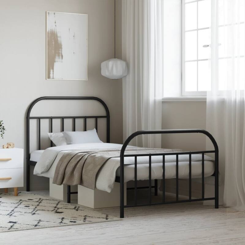 vidaXL 12 Inches Metal Bed Frame No Mattress - Black 1/81.5" x 41.3" x 39.4"