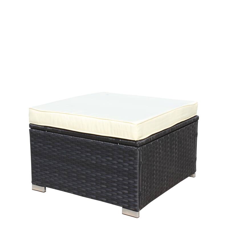 5-Piece Outdoor PE Rattan Sectional Sofa Set with Coffee Table and Waterproof Cushions