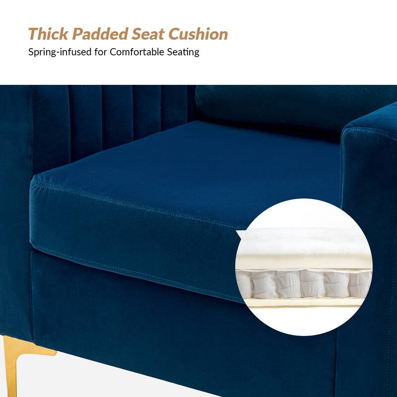 Ganymedes Modern Velvet Accent Arm Chair with Golden Legs by HULALA HOME