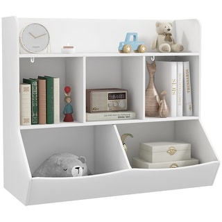 Kids Toy Shelf,3 Tier Kids Bookcase with 5 Compartment,Anti-Tip Device,Toy Organizer for Nursery, Living Room