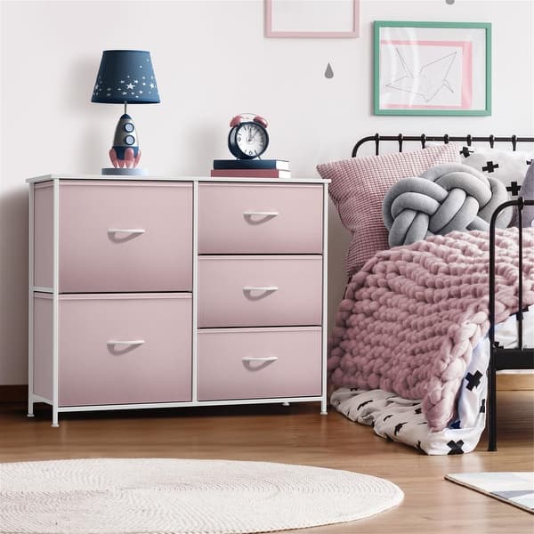 pink childrens dresser Classic 44" Lilac Rose Wood 3-Drawer Kids Dresser with Door