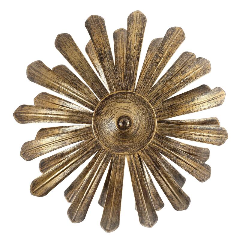 Gold Semi-Flush Mount Light 15" Hand Painted 3-Light Fixture