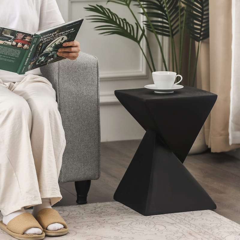 Adeco Outdoor Indoor Concrete Side Table Modern Accent End Table