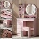 preview thumbnail 6 of 24, 5-Drawers Makeup Vanity Table Set with Lighted Mirror (PINK/BLACK) - 52"H