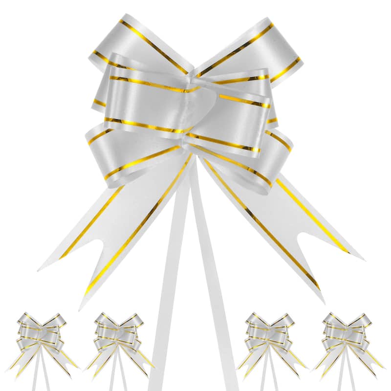 100pcs Ribbon Pull Bows Bows for Wedding Baskets Decorations - Silver Tone - 3.74 Inch