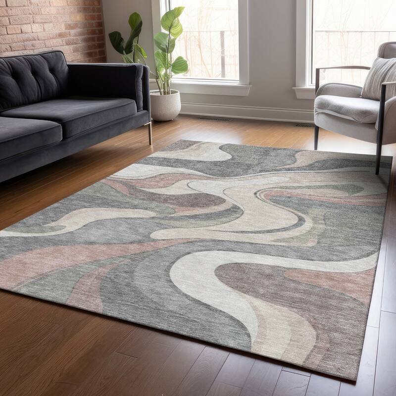 Machine Washable Indoor/Outdoor Soft Contemporary Chantille Rug
