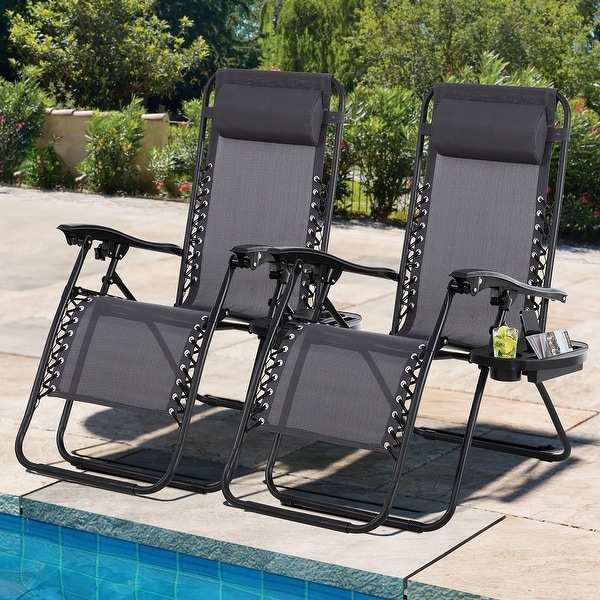 Futzca Outdoor Zero Gravity Patio Lounge Chairs Set of 2, Folding Reclining Lawn Lounge Chair Recliner - N/A. Opens flyout.