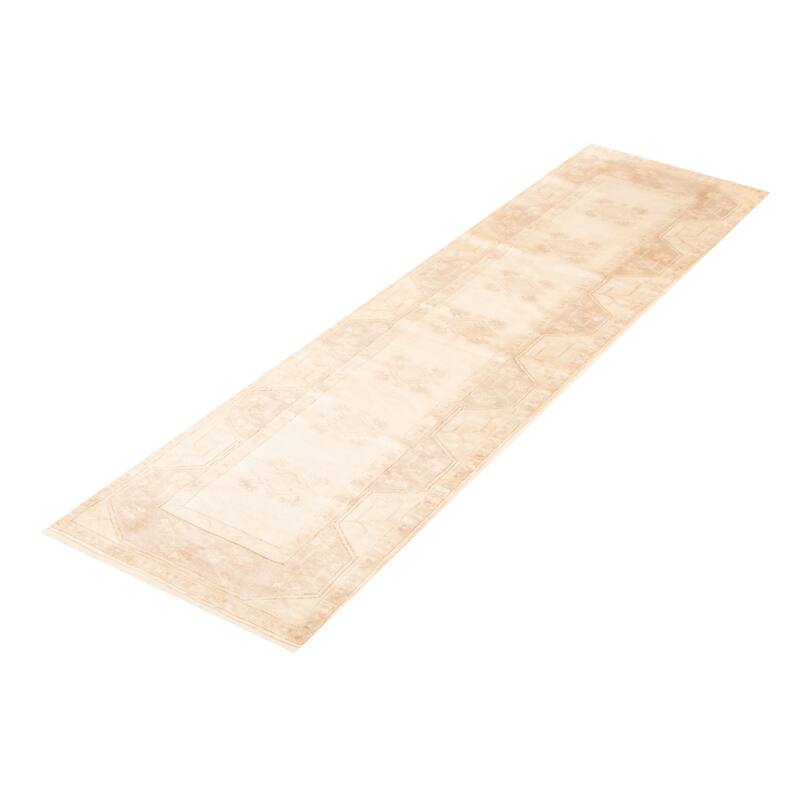 ECARPETGALLERY Hand-knotted Color Transition Cream Wool Rug - 2'7 x 8'10