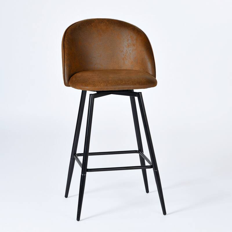 Homy Casa Set of 2 Upholstered Counter Stools with Curved Back and Metal Legs for Kitchen Islands,Breakfast Bars - N/A