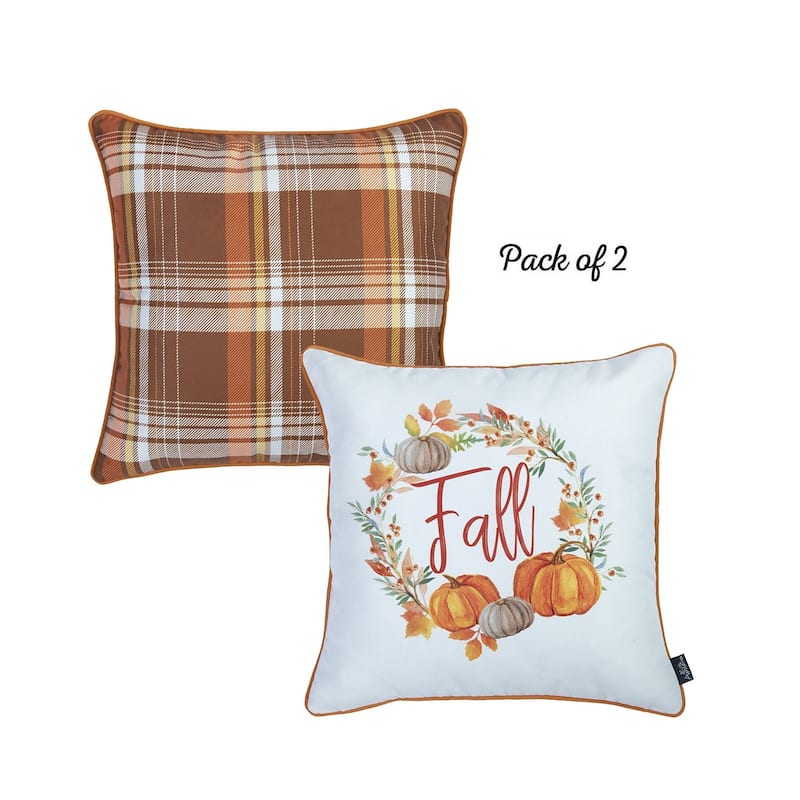 HomeRoots Set Of 2 18" Fall Thanksgiving Pumpkin Throw Pillow Cover