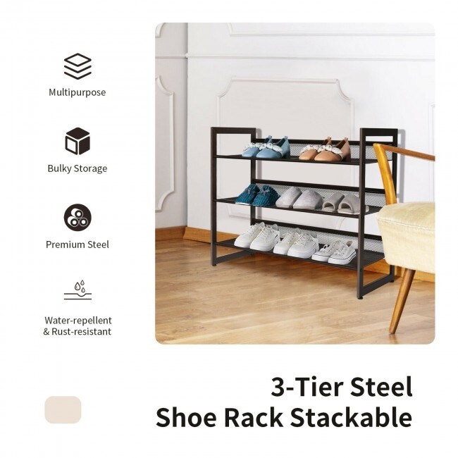 5-Tier Metal Shoe Rack Adjustable to Flat or Slant Shoe Organizer Holder  Stand Shelves Stackable for Entryway Bedroom - Bed Bath & Beyond - 30328948