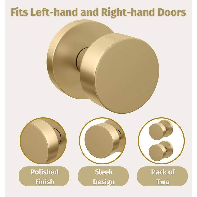 Mega Handles Buena Dummy Door Knob for Closet & French Doors | Non-Turning, Single-Sided, Reversible Handle Set for Interior Use