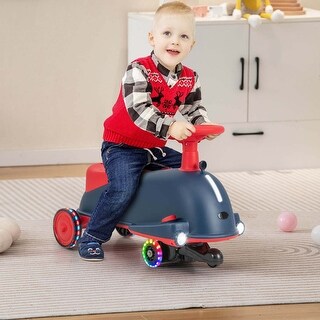 2 in 1 Electric Drifting Wiggle Car Kids Ride On w/ Music & Pedal - Blue+Red