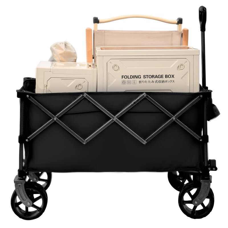 400L Collapsible Wagon, Folding Wagon Cart , Beach Wagon with Big Wheels, 450LB Heavy Duty Foldable Wagon