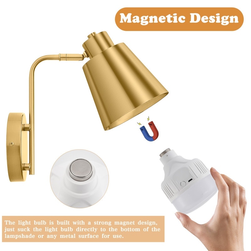 Set of 2 Rechargeable LED Battery Operated Wall Sconces with Remote Control, Dimmable and Adjustable Color Temperature