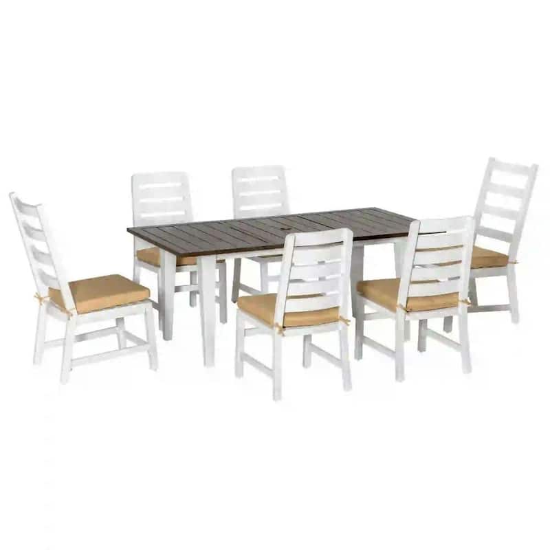 6-Person Patio Dining Set,Cushioned Chairs and Umbrella Hole,Backyard