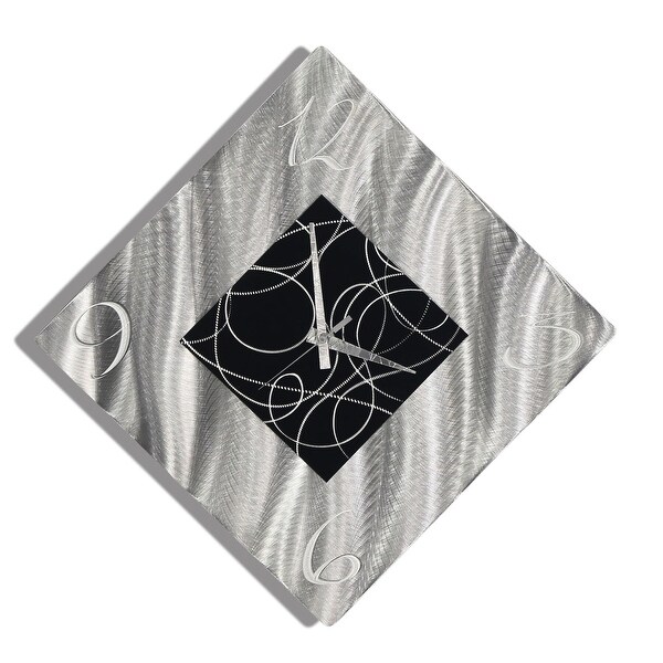 Statements2000 Black / Silver 17-inch Metal Hanging Wall Clock - Allay Clock