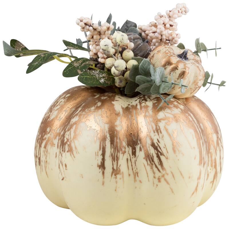Mini Pumpkins and Berries Glittered Fall Harvest Decoration - 9"