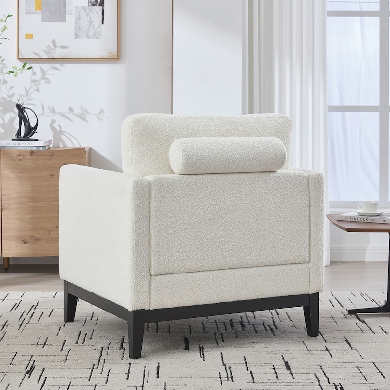 Wood Base Arm Chair with Two Pillows