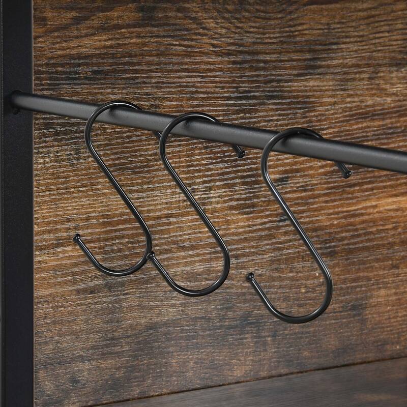 Kitchen Baker's Rack with Microwave Stand Wine Storage and Utility Shelves for Organized Pantry