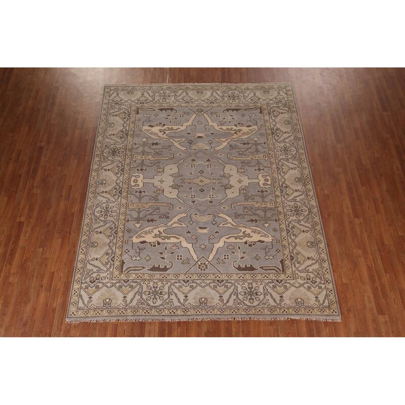 Gray Oushak Oriental Area Rug Handmade Wool Carpet - 8'3"x 9'11"