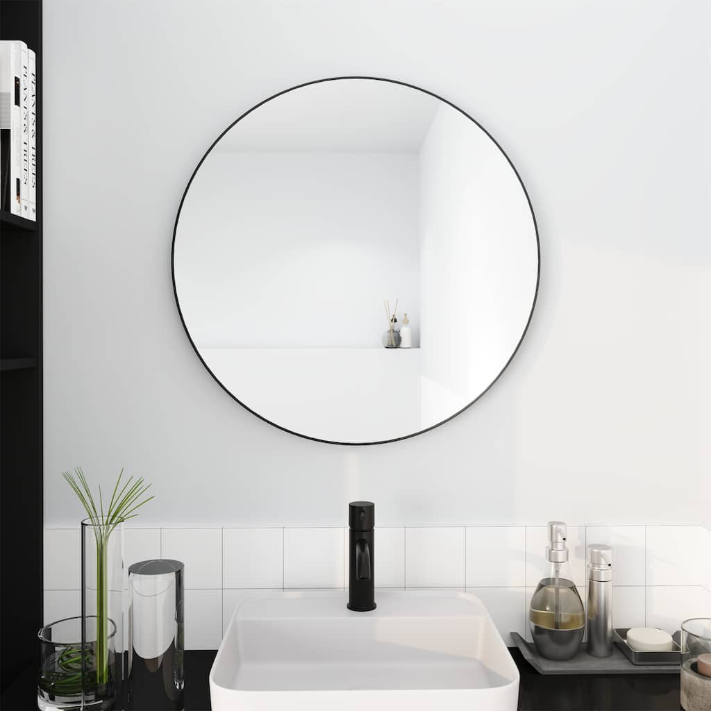 Black 24" Large Circular Mirror