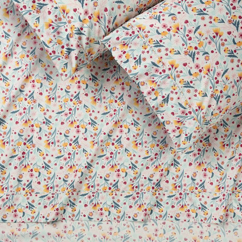 Chanasya Spring Bloom Floral Print Ultra Soft Microfiber Sheet Set