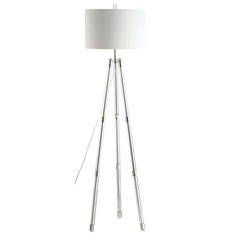 Taylor 60" Surveyor's Tripod Metal/Crystal LED Floor Lamp, Chrome by JONATHAN Y - Silver