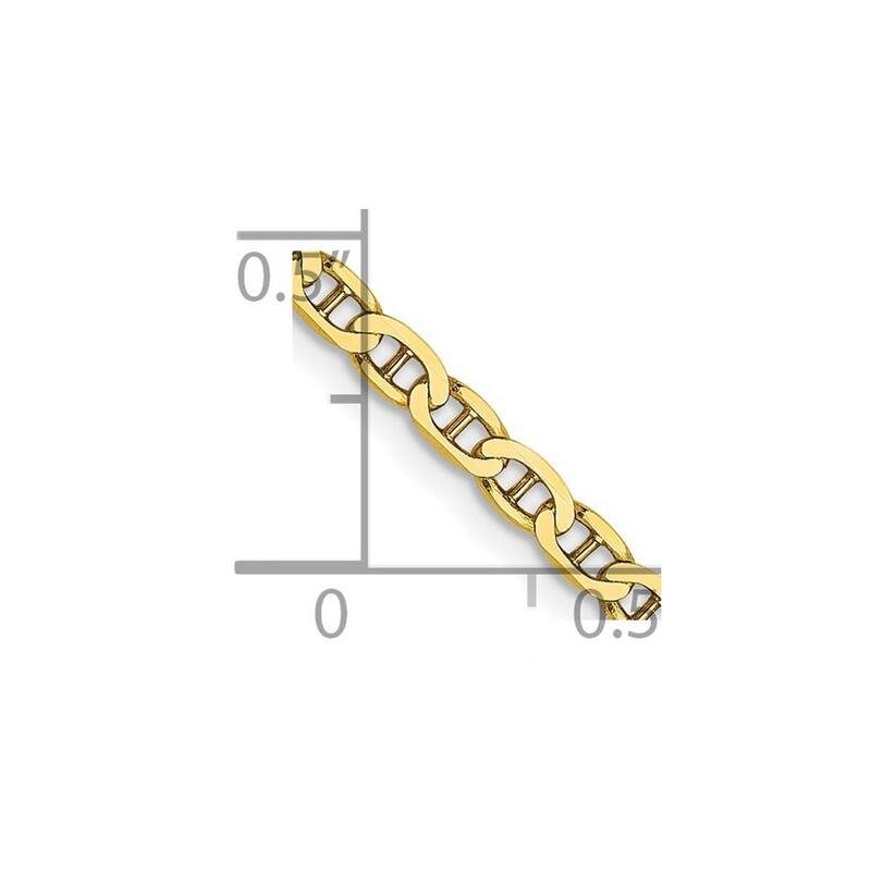 Curata 10k Yellow Gold 2.4mm Flat Anchor Mariner Chain Necklace Options: 16 18 20