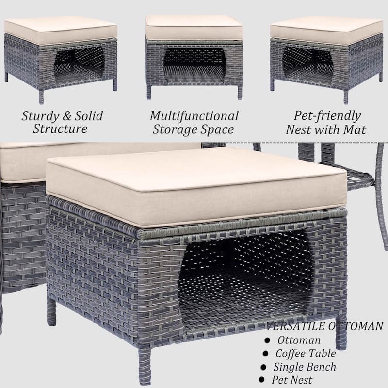 Wicker Patio Furniture Set-Outdoor Patio Conversation Seating Sets