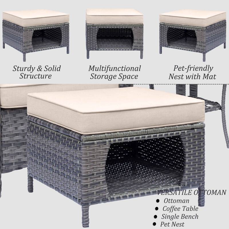 High Back Wicker Patio Furniture Outdoor Swivel Chair Set with Cushion