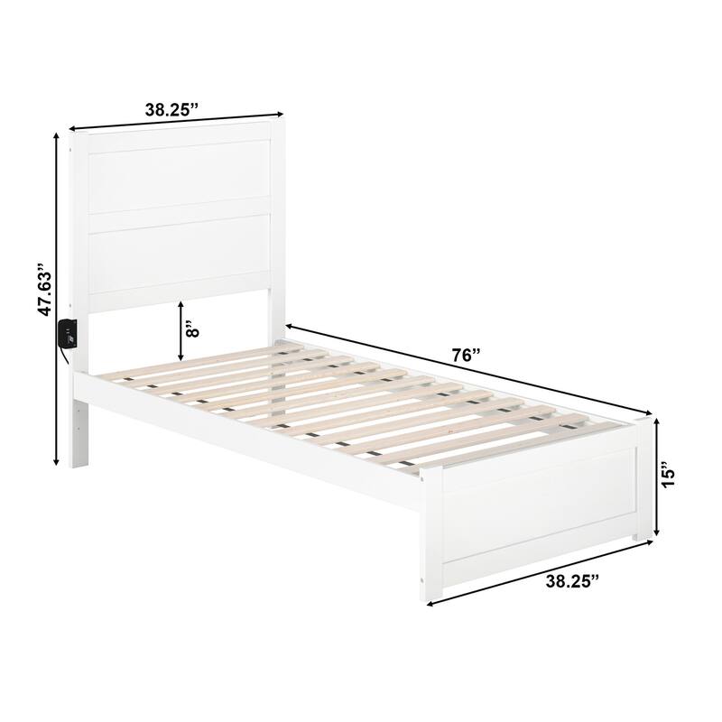 NoHo Twin Bed with Footboard in White