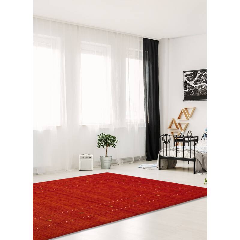 ECARPETGALLERY Hand Loomed Kashkuli Gabbeh Light Red Wool Rug - 5'1 x 7'10