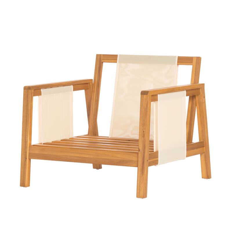 Christopher Knight Home - Outdoor Acacia Wood Club Chair with Water-Repellent Cushions and Textilene Accents