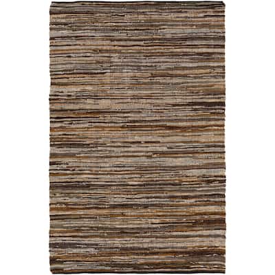 Hand Woven Balbach Leather/Cotton Area Rug - 5' x 7'6"
