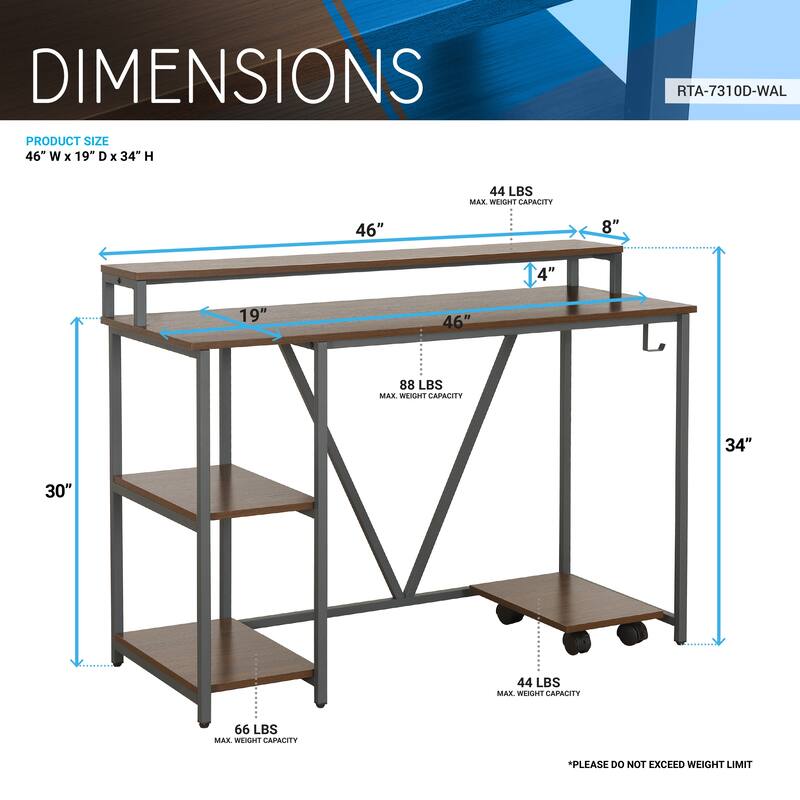 Techni Mobili Industrial Writing Desk Computer Desk Office Deask